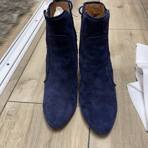 Aquazzura navy suede booties